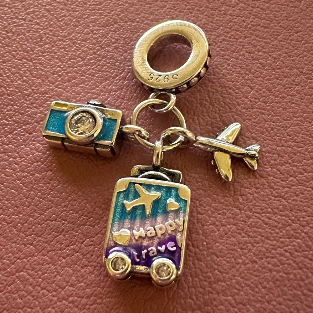 NWOT Happy Travel Pandora FIT Dangle Silver Charm - Picture 3 of 10